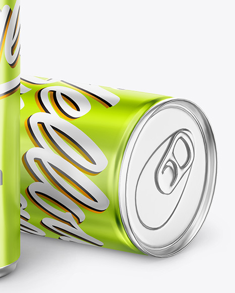 Glossy Metallic Drink Cans Mockup