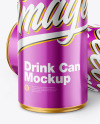 Glossy Metallic Drink Cans Mockup