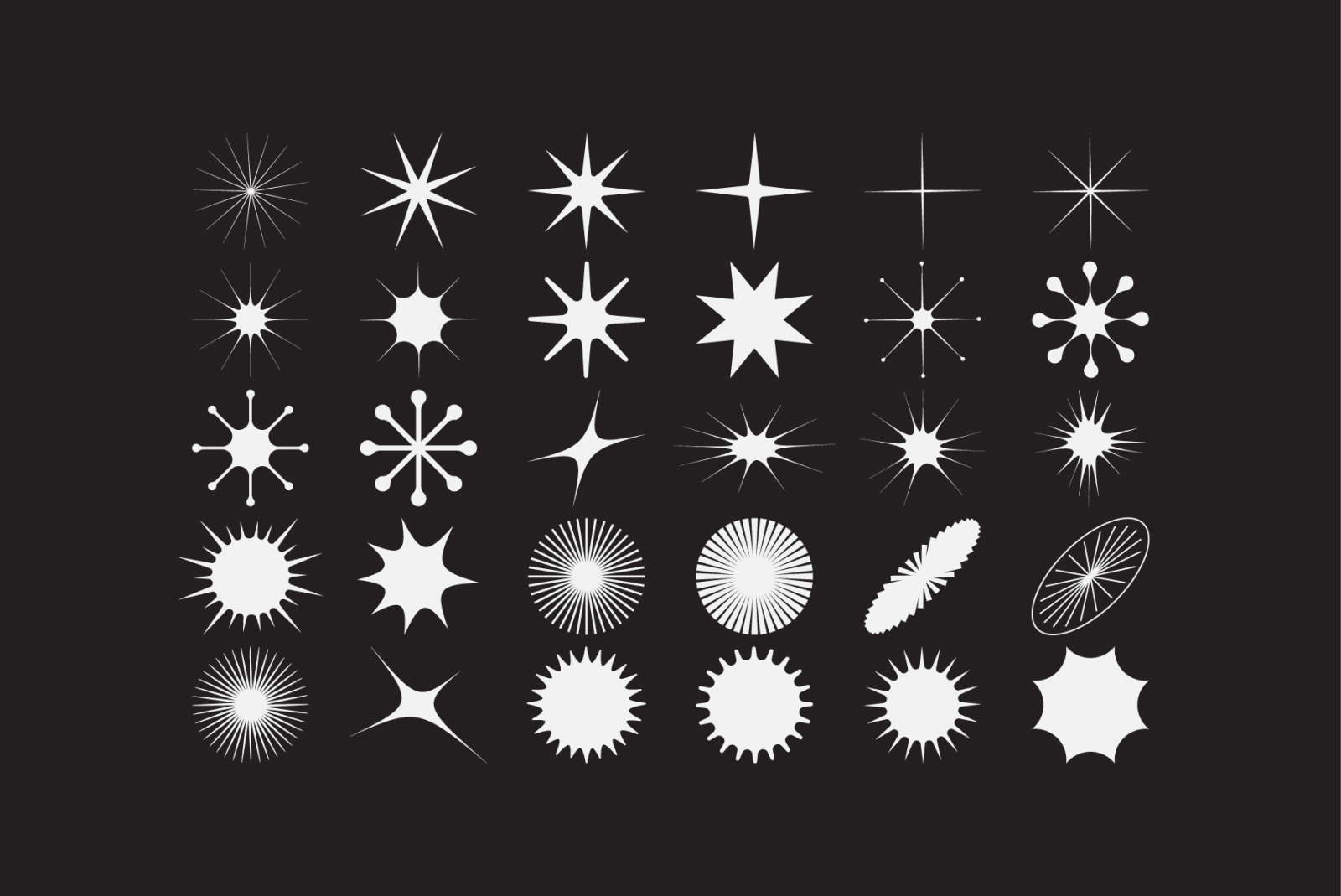 100 Geometric Vector Star Shapes 100 Geometric Vector Star Shapes
