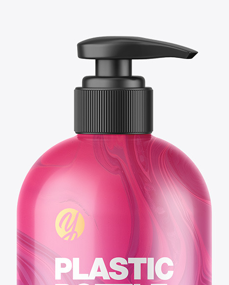 Glossy Plastic Bottle w/ Pump Mockup