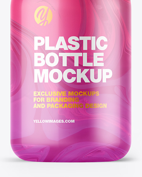 Glossy Plastic Bottle w/ Pump Mockup