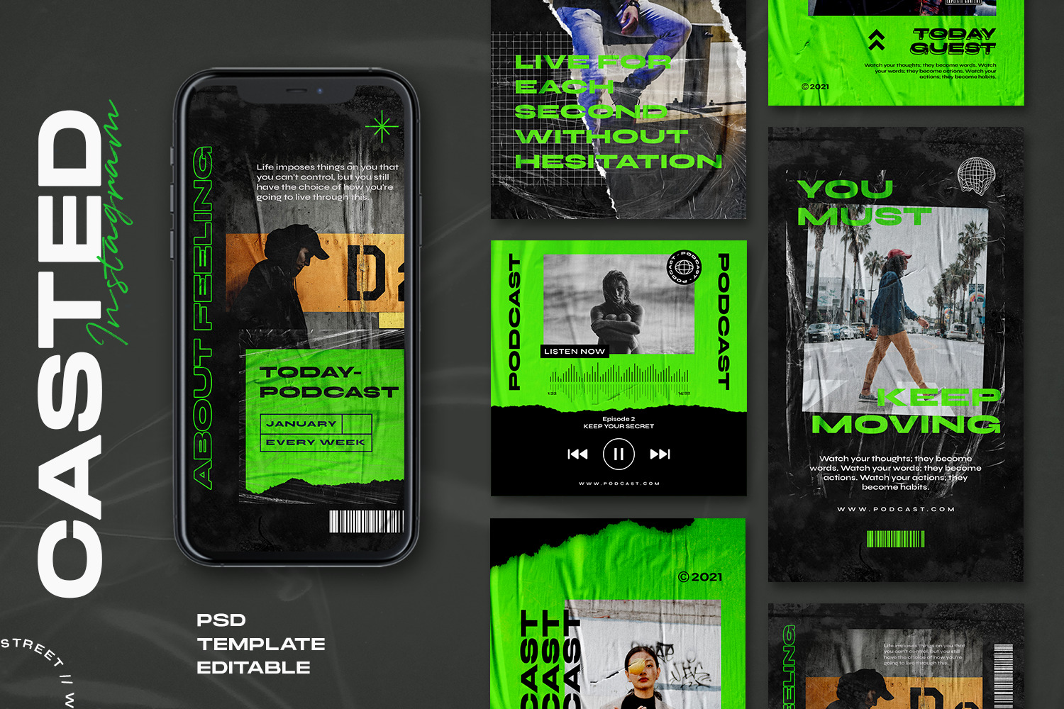 Casted- Instagram Stories & Post Template Casted- Instagram Stories & Post Template