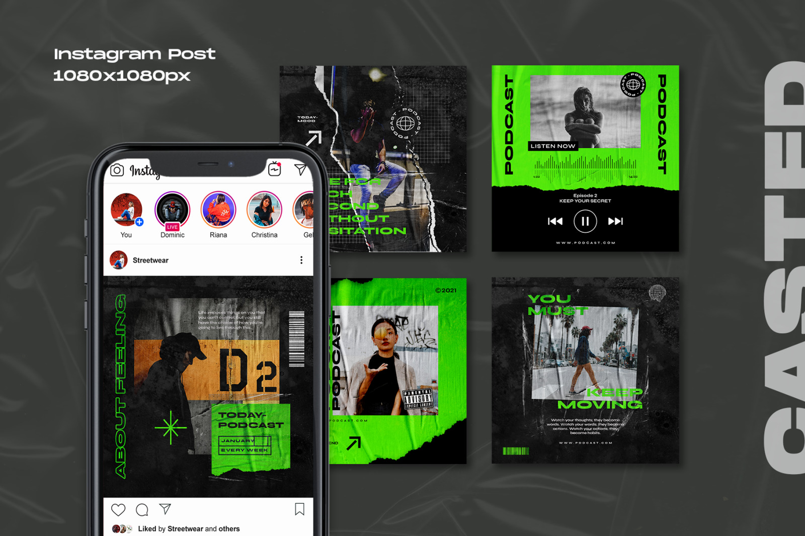 Casted- Instagram Stories & Post Template Casted- Instagram Stories & Post Template