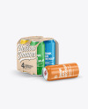 Carton Carrier W/ 4 Glossy Cans Mockup