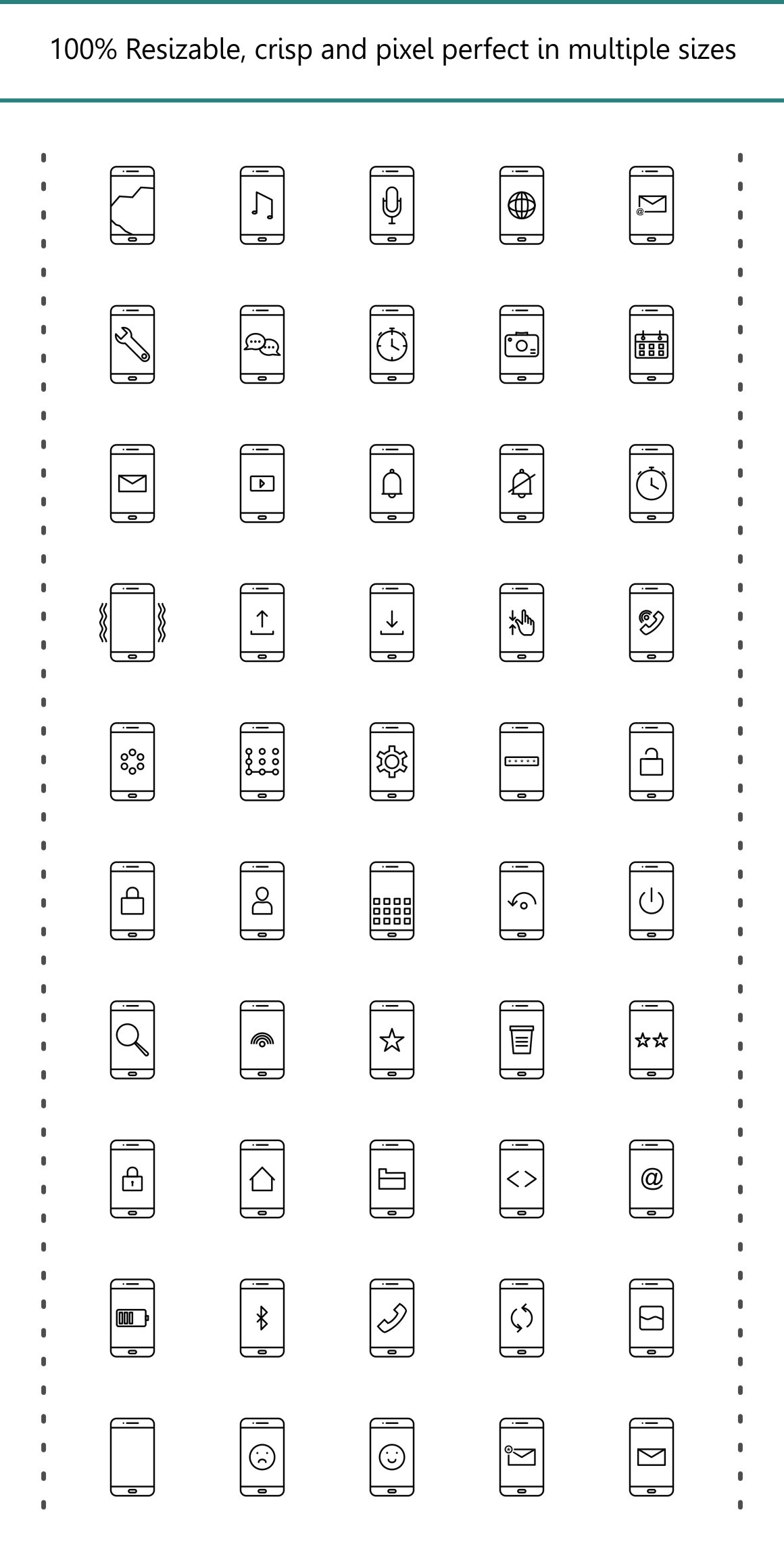 50 Smartphone Line Black Icons