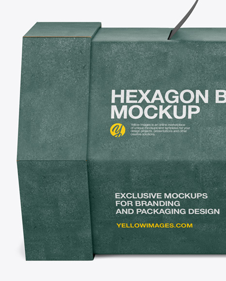 Hexagon Fabric Box Mockup - Front View (High Angle)