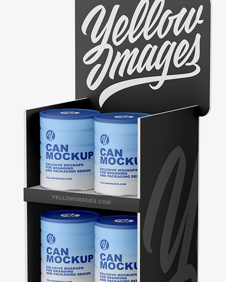 Display Stand W/ Matte Cans Mockup