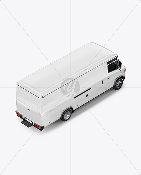 Panel Van Mockup - Back Half Side View (High-Angle Shot)