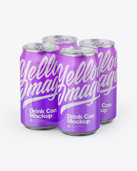 Matte Cans in Shrink Wrap Mockup