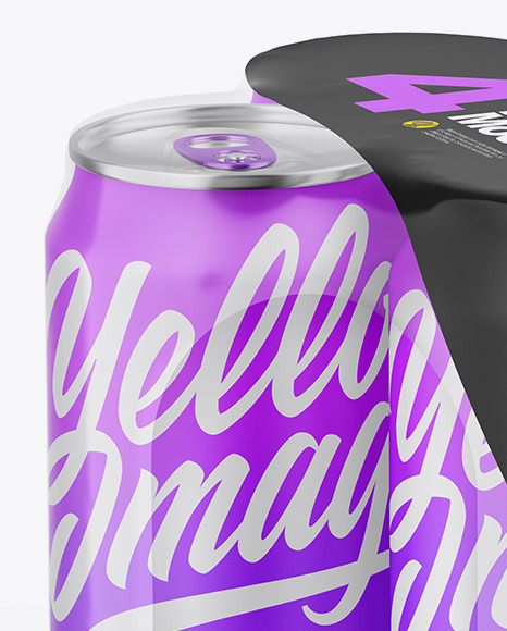 Matte Cans in Shrink Wrap Mockup