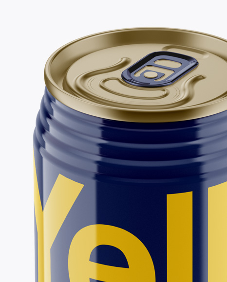 330ml Glossy Aluminium Can Mockup (High-Angle Shot) 330ml Glossy Aluminium Can Mockup (High-Angle Shot)