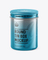 100ml Metallic Round Tin Box Mockup - High-Angle Shot