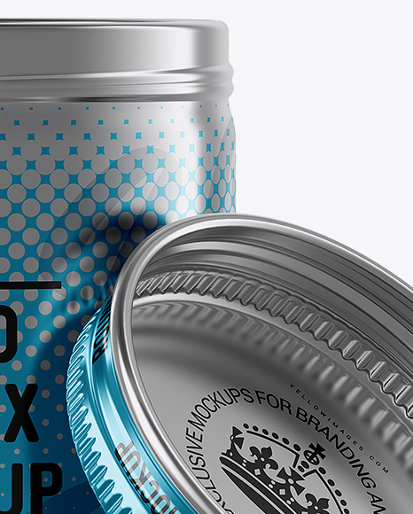 100ml Open Metallic Round Tin Box Mockup - Front View - Free Download