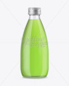 Clear Glass Bottle with Green Drink Mockup