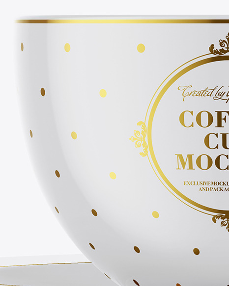 Glossy Coffee Cup w/ Plate Mockup