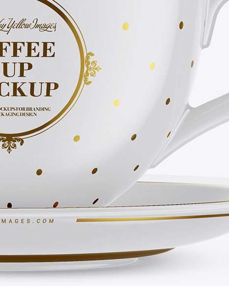 Glossy Coffee Cup w/ Plate Mockup