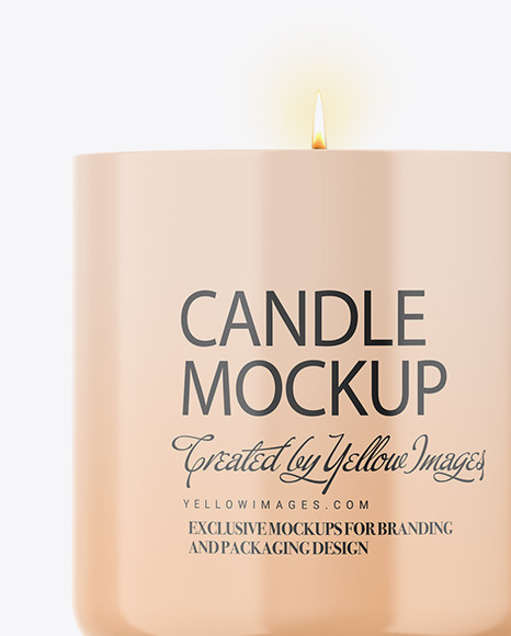 Glossy Candle W/ Kraft Box Mockup