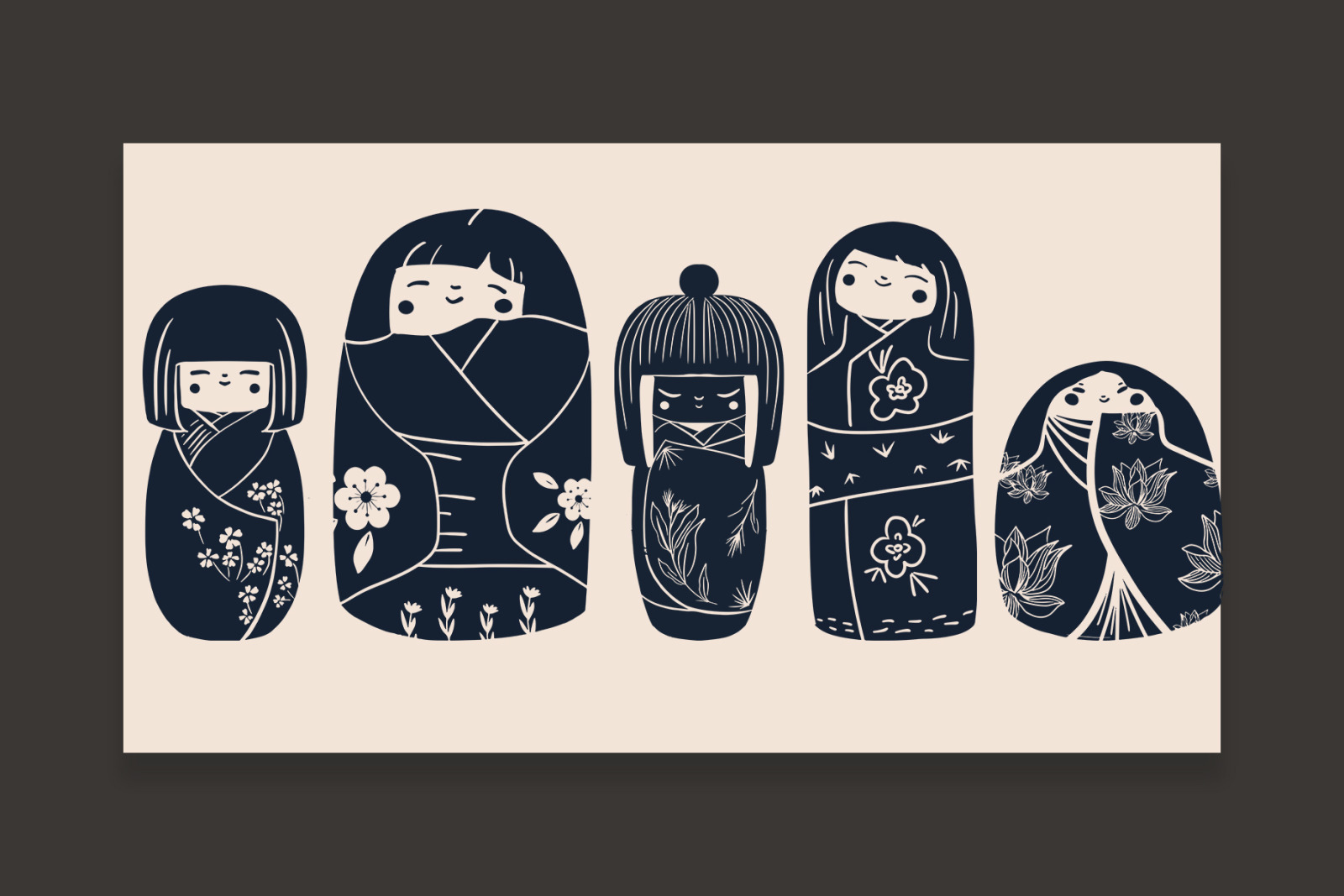 Kokeshi Linocut art Kokeshi Linocut art