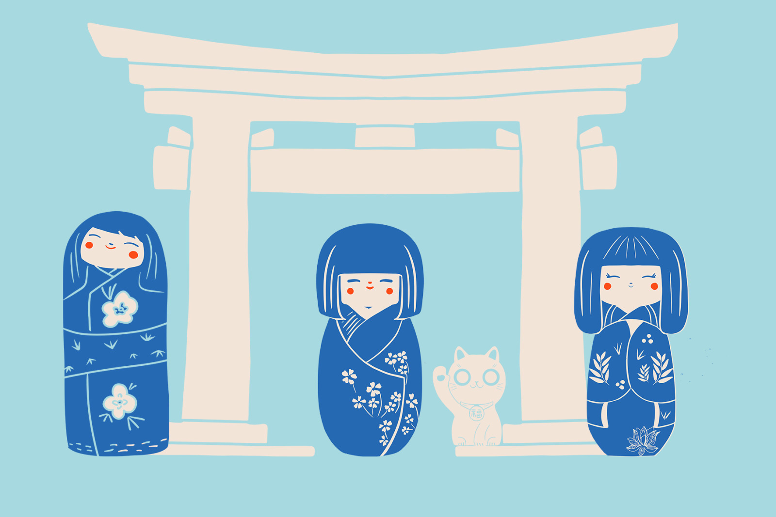 Kokeshi Linocut art Kokeshi Linocut art