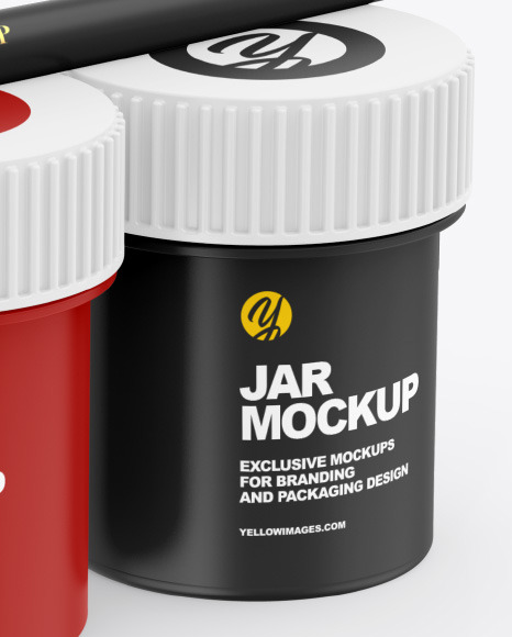 Matte Paint Jars w/ Brush Mockup