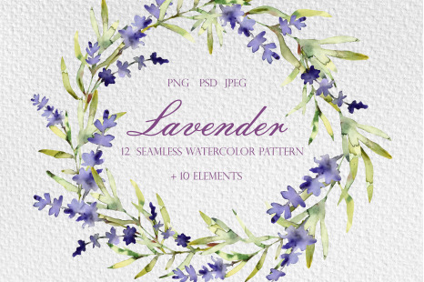 Seamless watercolor pattern «Lavender» - Jpeg