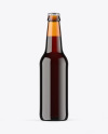 Amber Glass Bottle With Red Ale Mockup