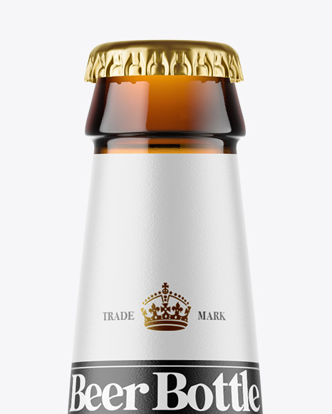 Amber Glass Bottle With Red Ale Mockup