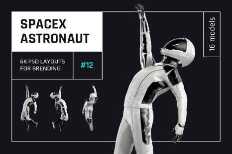 PSD Mockup 3D model SpaceX Astronaut #12 - Cosmonaut