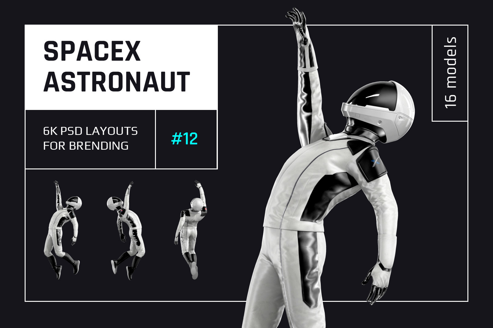 PSD Mockup 3D model SpaceX Astronaut #12