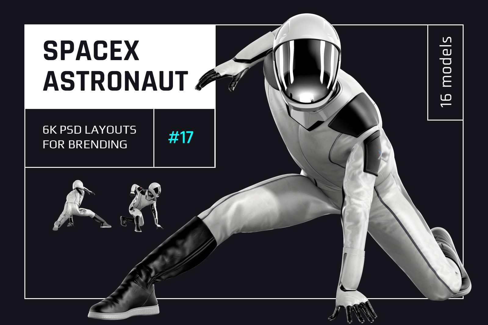 PSD Mockup 3D model SpaceX Astronaut #17 PSD Mockup 3D model SpaceX Astronaut #17