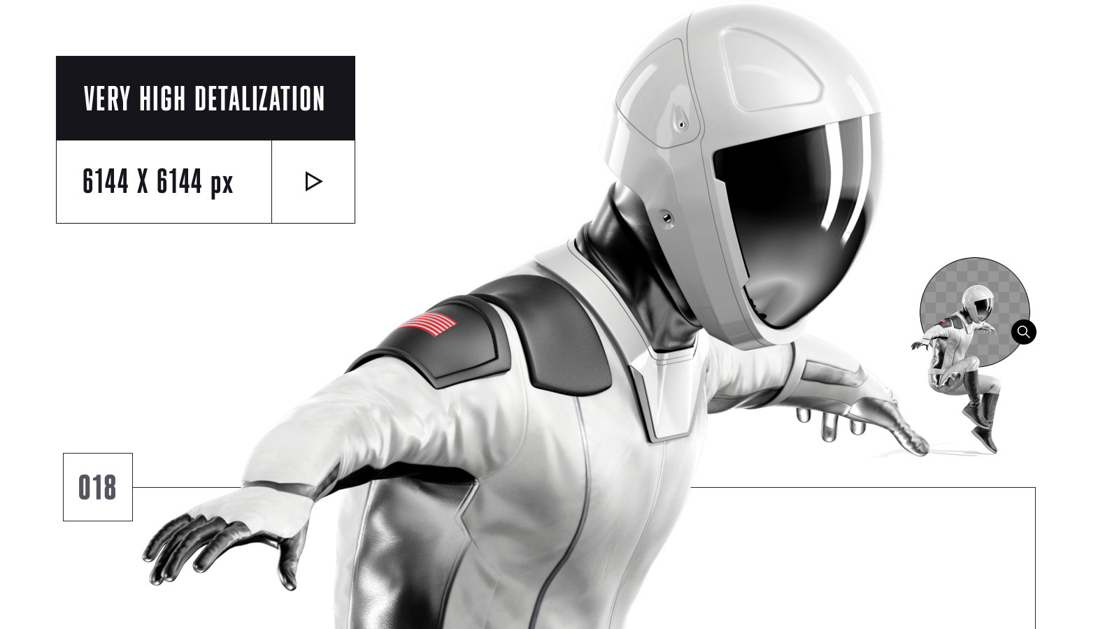 PSD Mockup 3D model SpaceX Astronaut #18 PSD Mockup 3D model SpaceX Astronaut #18