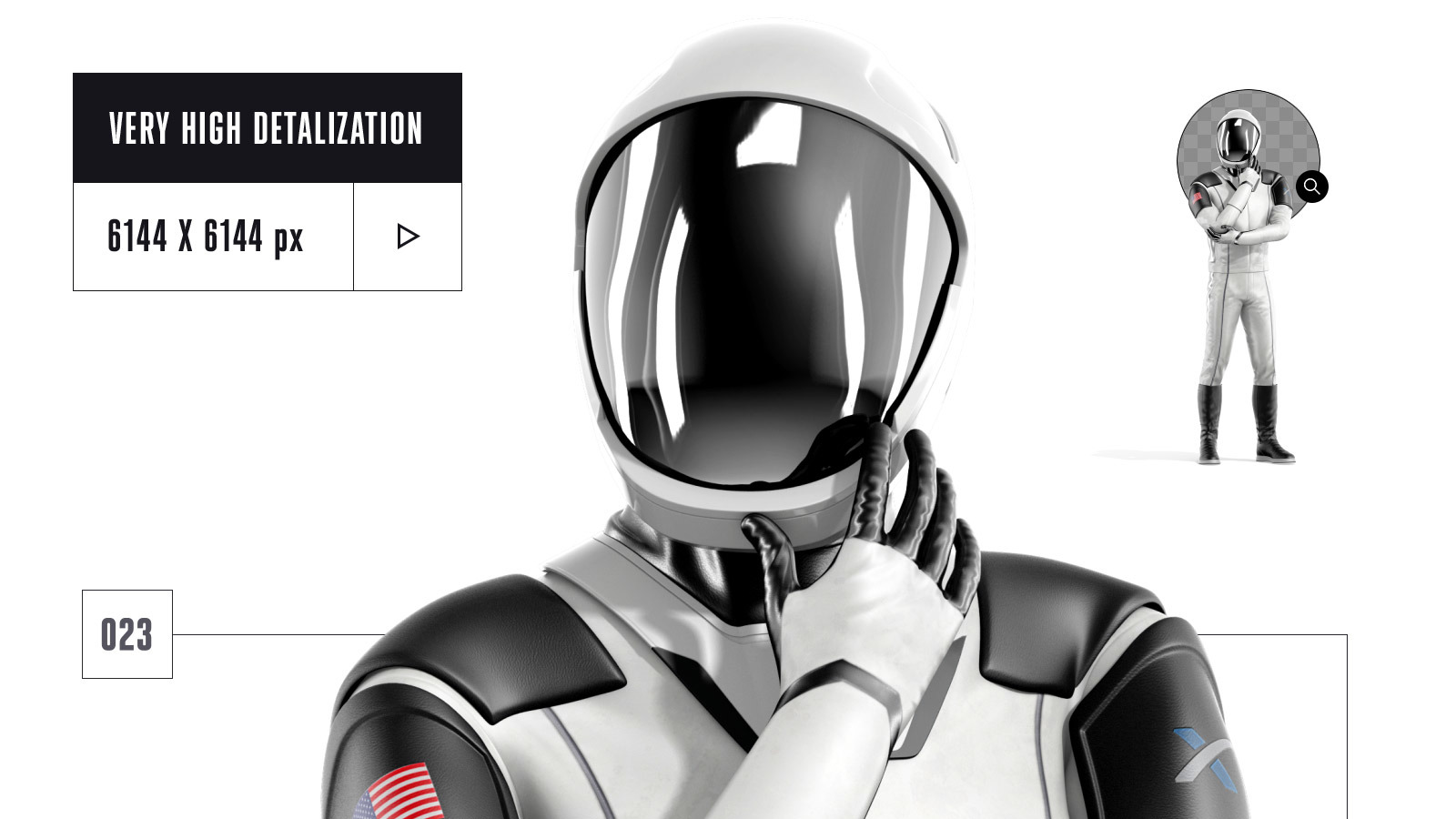 PSD Mockup 3D model SpaceX Astronaut #23 PSD Mockup 3D model SpaceX Astronaut #23