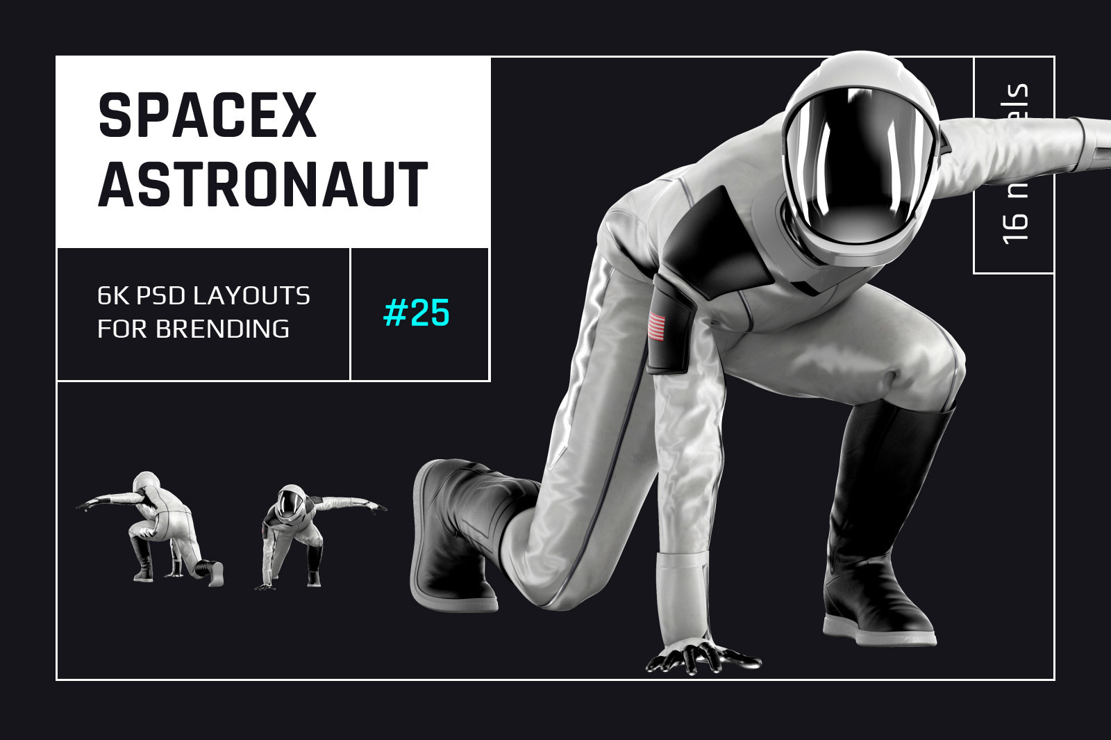 PSD Mockup 3D model SpaceX Astronaut #25