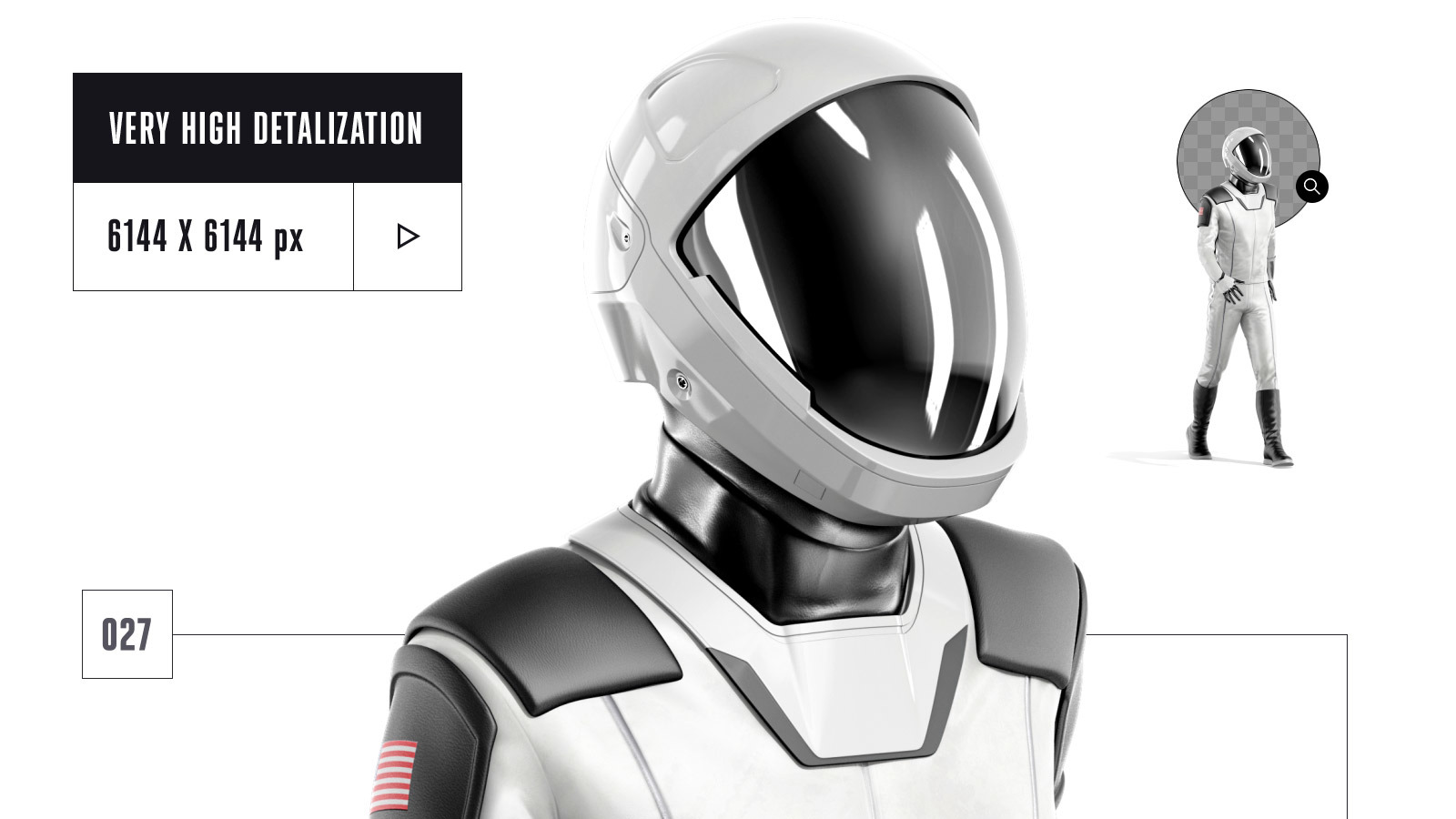 PSD Mockup 3D model SpaceX Astronaut #27 PSD Mockup 3D model SpaceX Astronaut #27