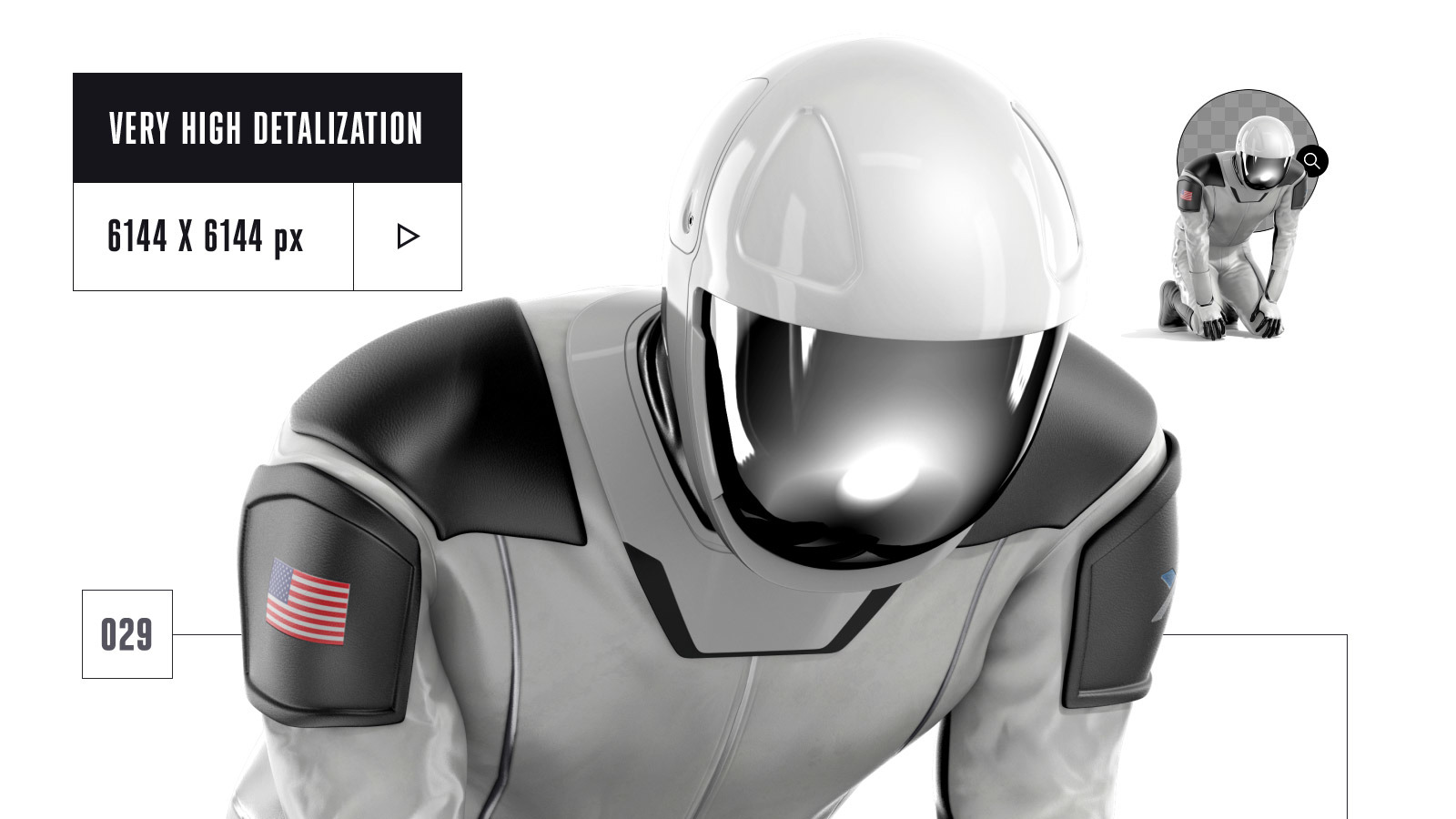 PSD Mockup 3D model SpaceX Astronaut #29 PSD Mockup 3D model SpaceX Astronaut #29
