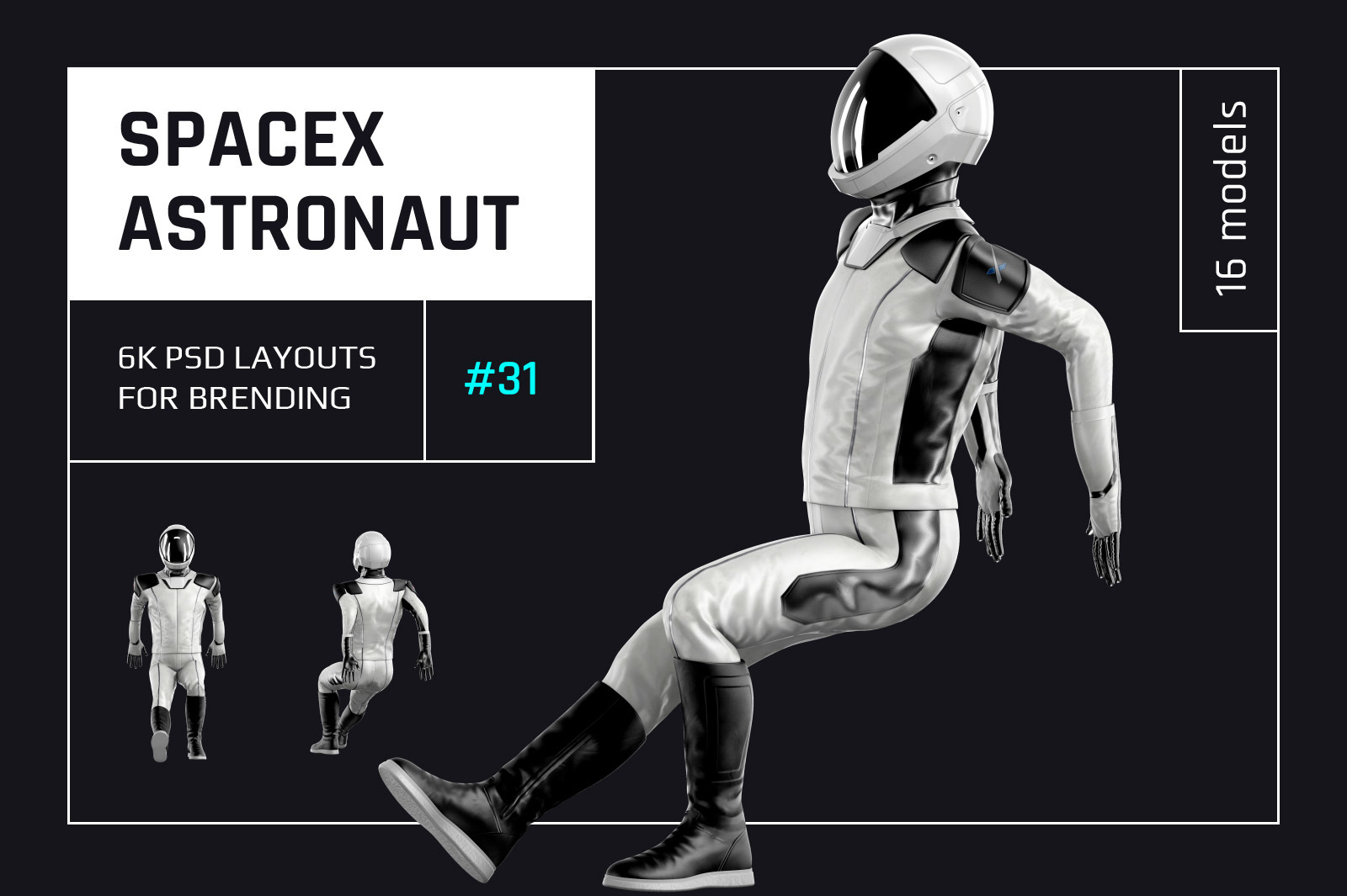 PSD Mockup 3D model SpaceX Astronaut #31 PSD Mockup 3D model SpaceX Astronaut #31