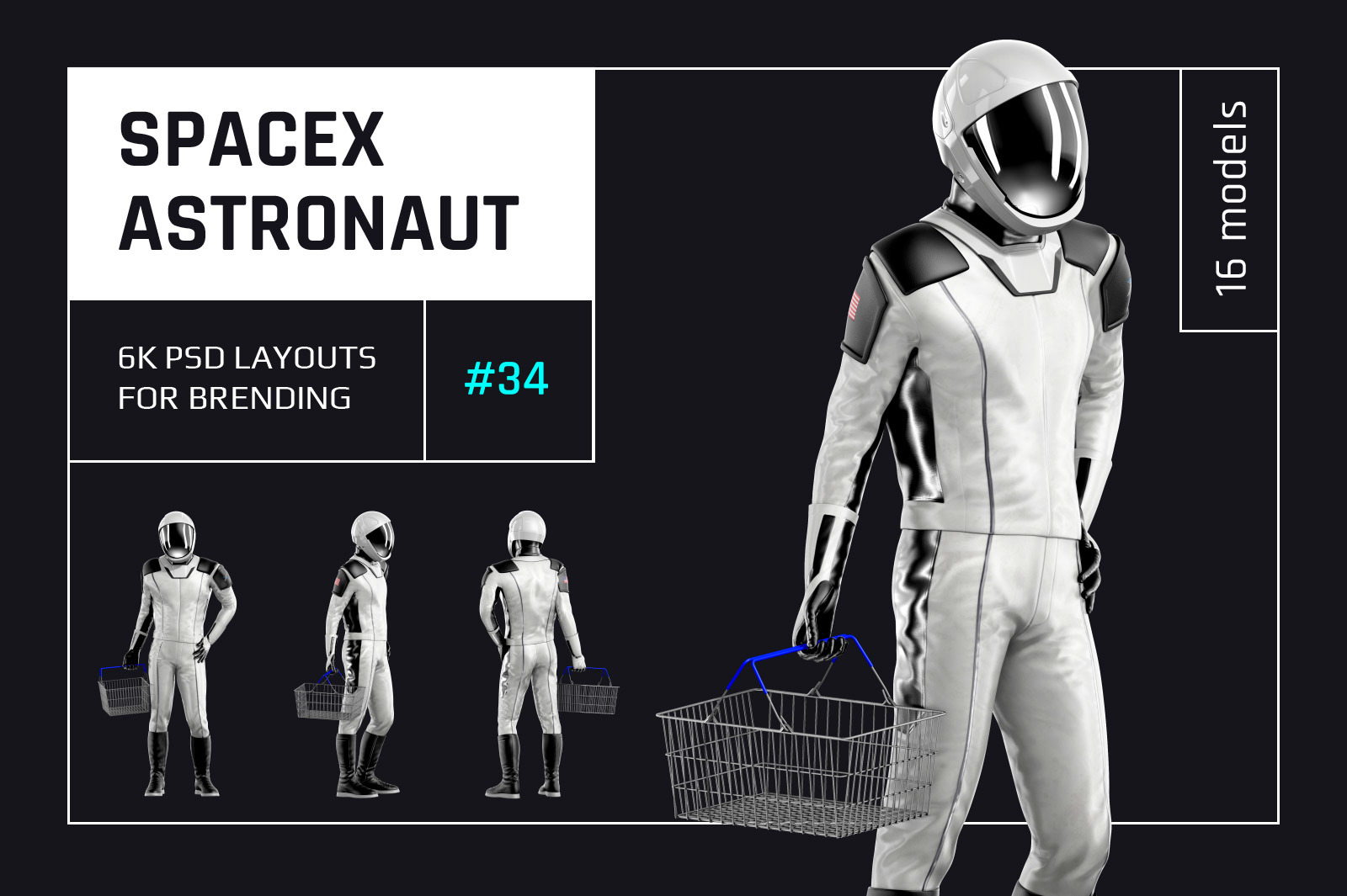 PSD Mockup 3D model SpaceX Astronaut #34