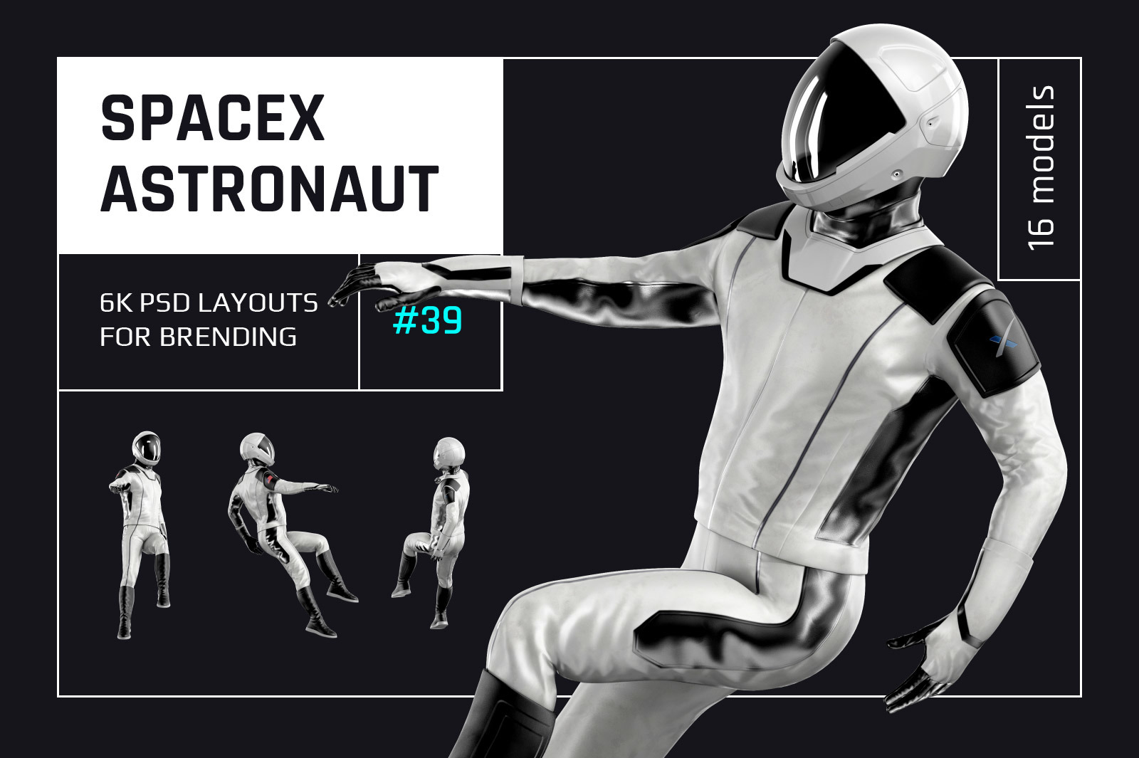 PSD Mockup 3D model SpaceX Astronaut #39