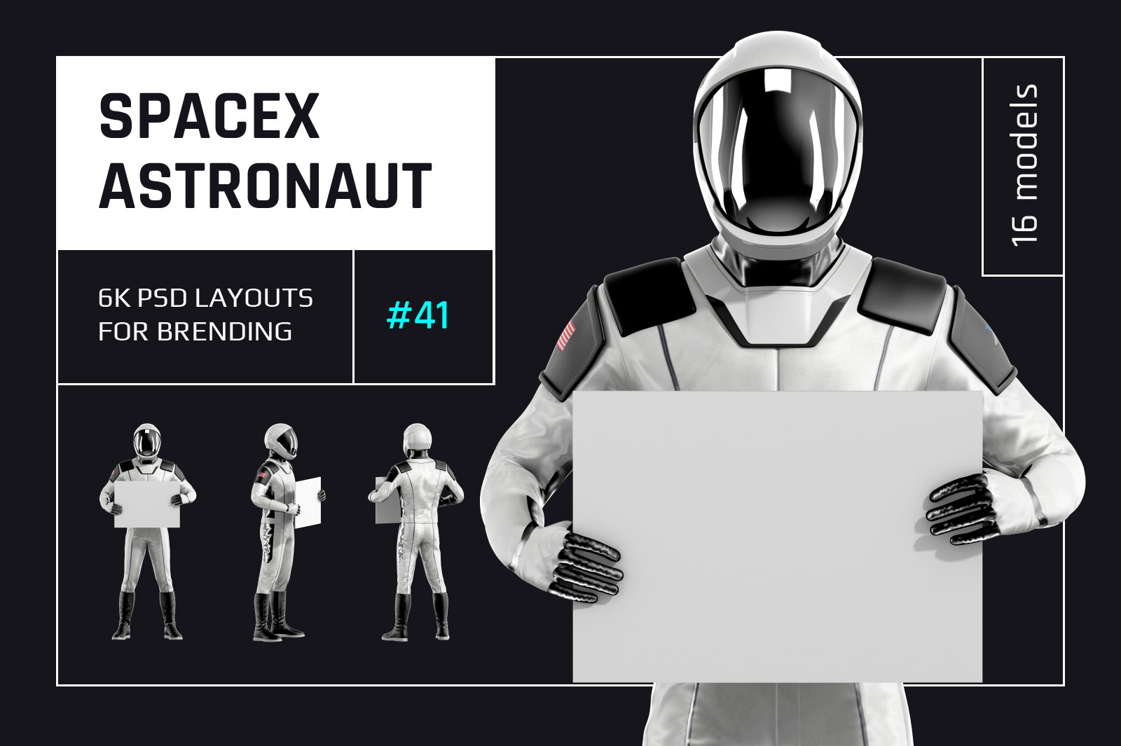 PSD Mockup 3D model SpaceX Astronaut #41 PSD Mockup 3D model SpaceX Astronaut #41