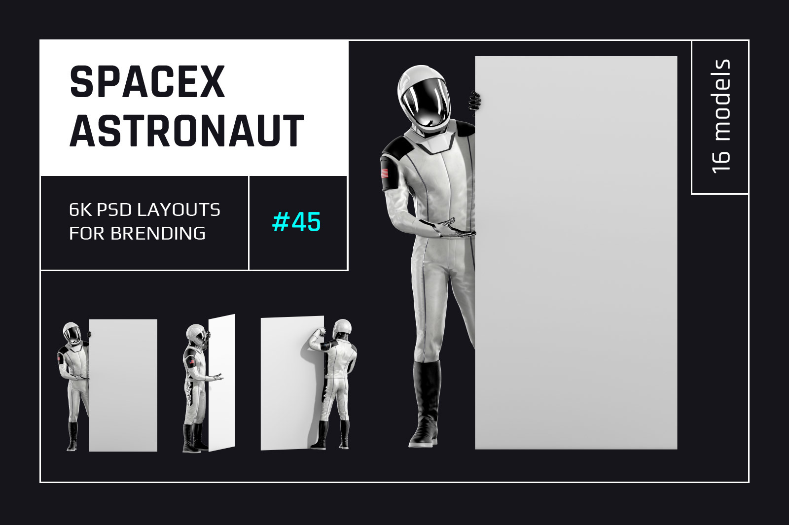 PSD Mockup 3D model SpaceX Astronaut #45