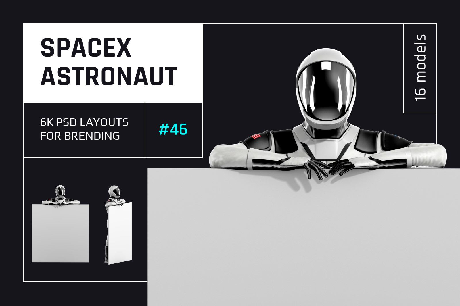 PSD Mockup 3D model SpaceX Astronaut #46 PSD Mockup 3D model SpaceX Astronaut #46