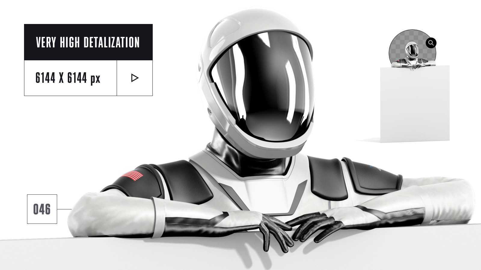 PSD Mockup 3D model SpaceX Astronaut #46 PSD Mockup 3D model SpaceX Astronaut #46