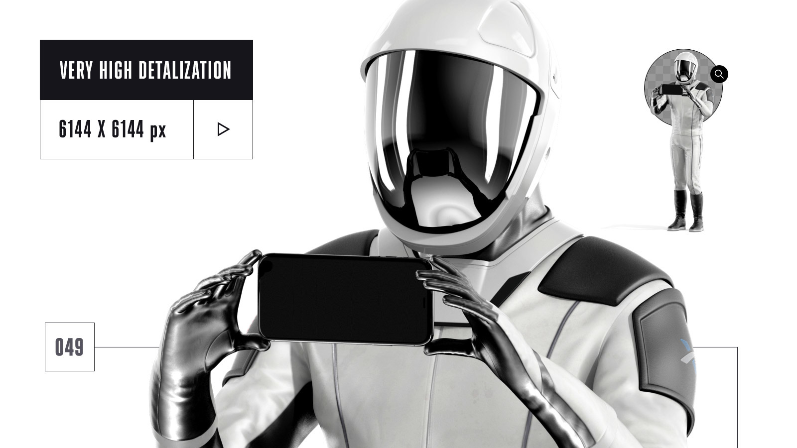 PSD Mockup 3D model SpaceX Astronaut #49 PSD Mockup 3D model SpaceX Astronaut #49