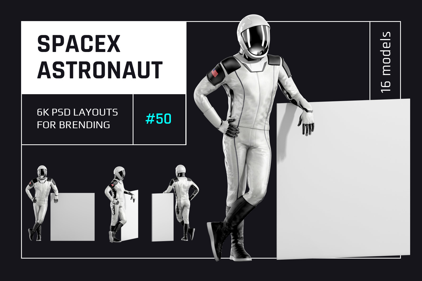 PSD Mockup 3D model SpaceX Astronaut #50 PSD Mockup 3D model SpaceX Astronaut #50