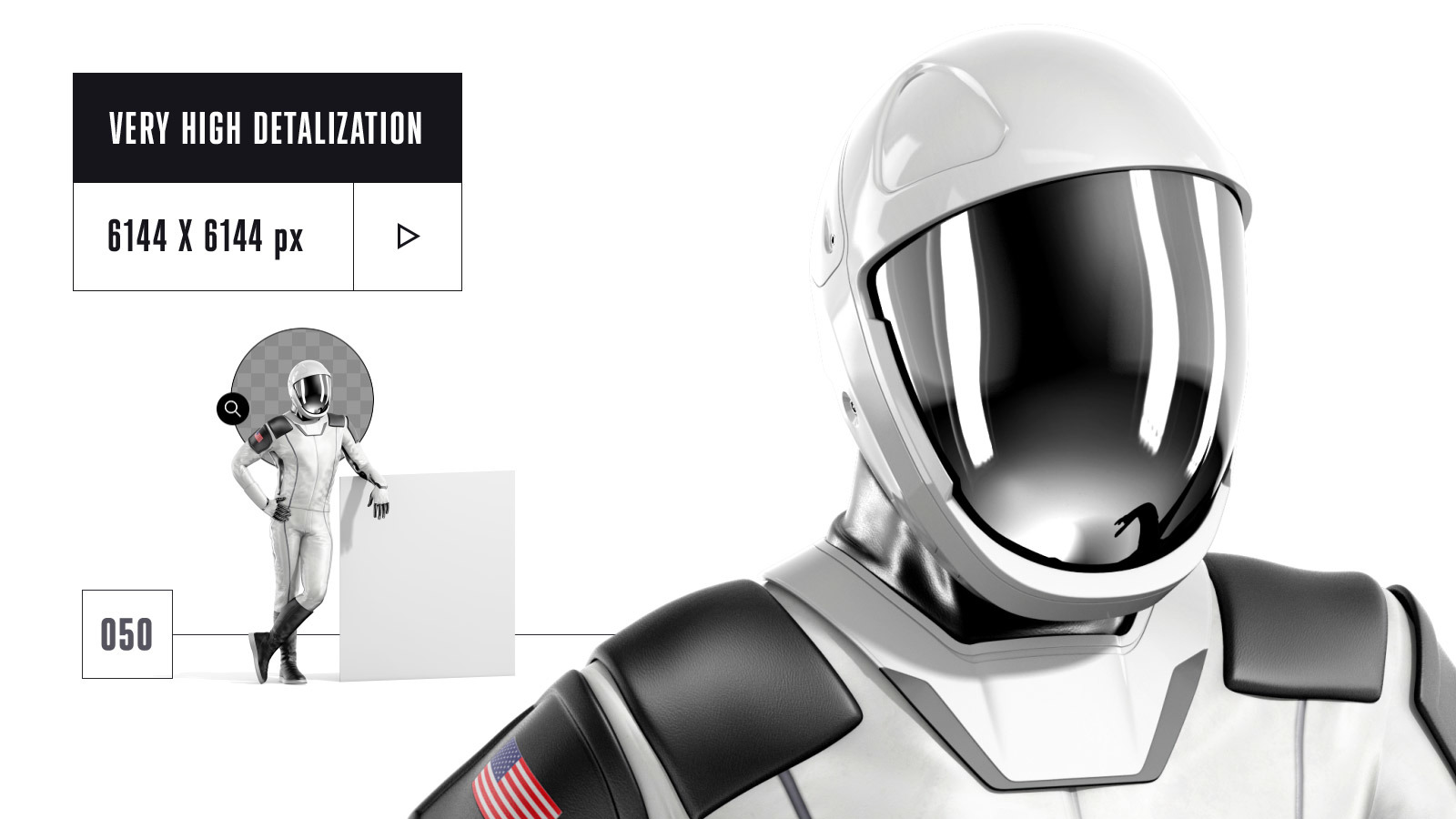 PSD Mockup 3D model SpaceX Astronaut #50 PSD Mockup 3D model SpaceX Astronaut #50