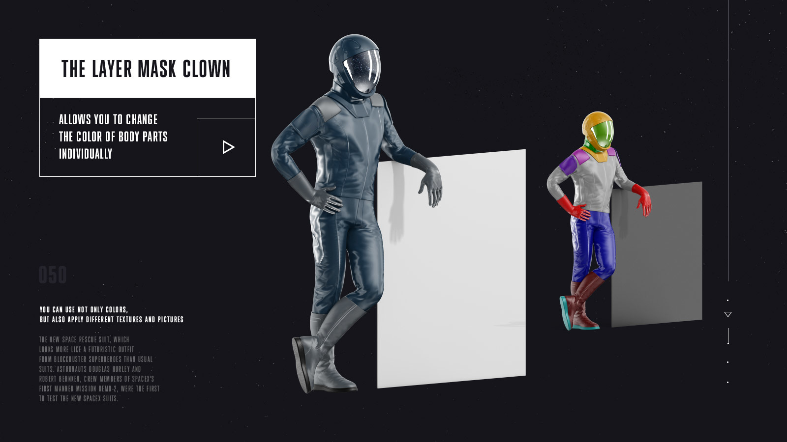 PSD Mockup 3D model SpaceX Astronaut #50 PSD Mockup 3D model SpaceX Astronaut #50