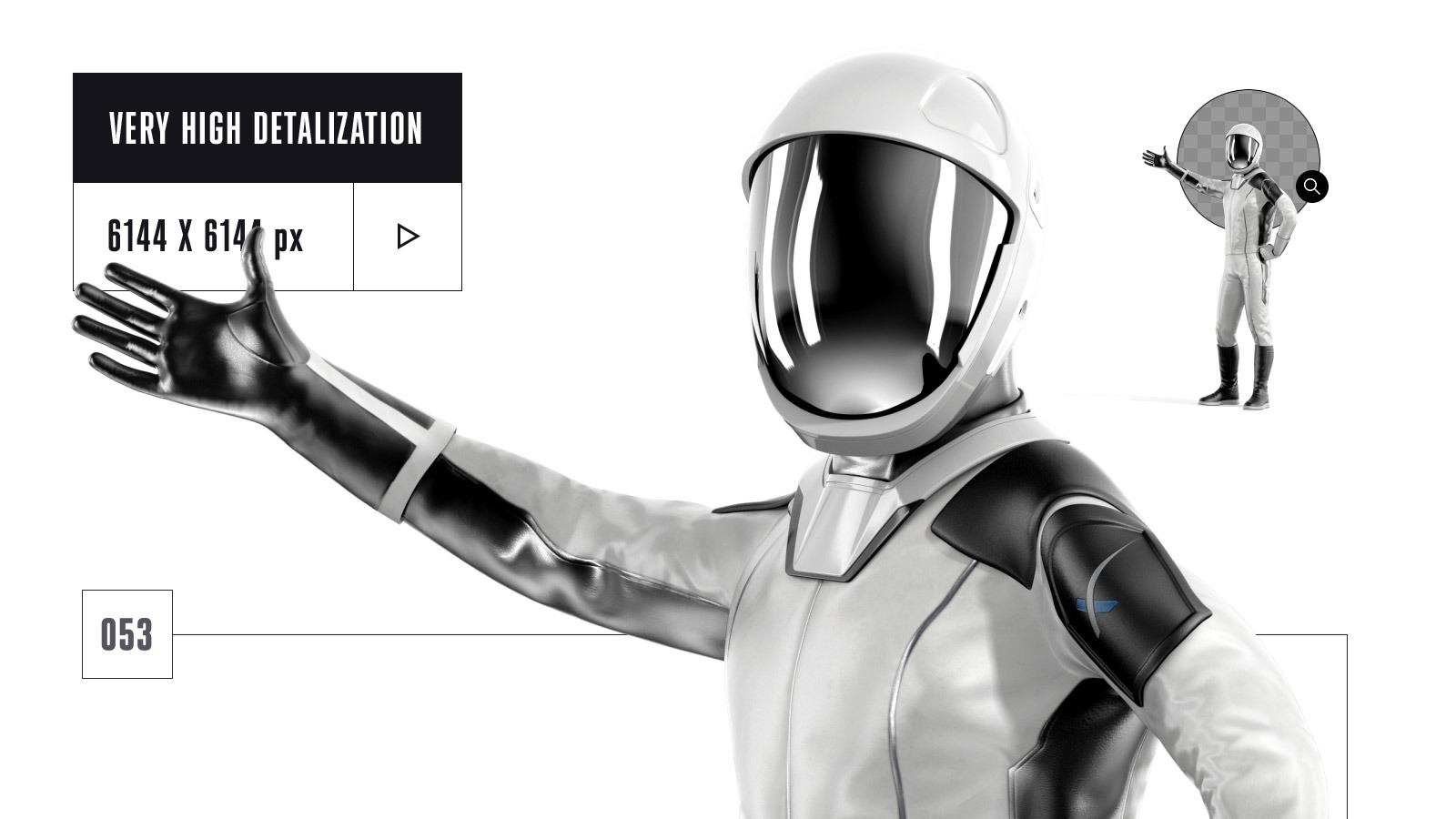 PSD Mockup 3D model SpaceX Astronaut #53 PSD Mockup 3D model SpaceX Astronaut #53