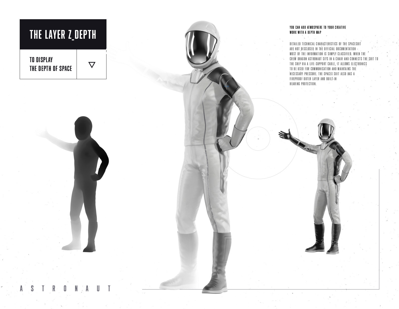 PSD Mockup 3D model SpaceX Astronaut #53 PSD Mockup 3D model SpaceX Astronaut #53
