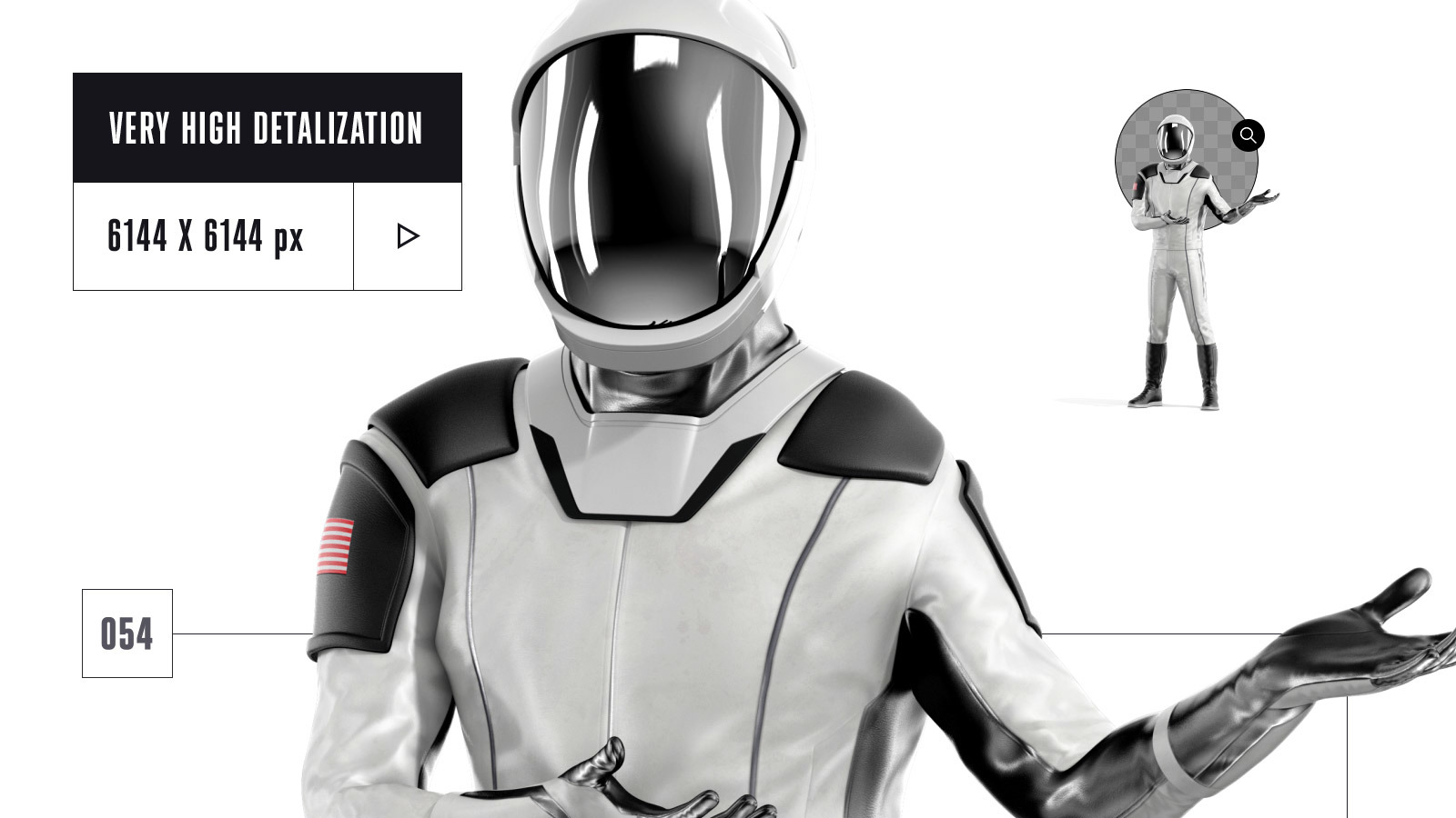 PSD Mockup 3D model SpaceX Astronaut #54 PSD Mockup 3D model SpaceX Astronaut #54