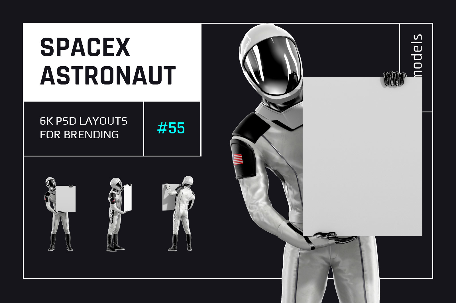 PSD Mockup 3D model SpaceX Astronaut #55